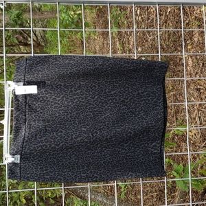 NWT Loft charcoal/black leopard stretch pencil skirt sz 14